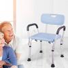 Shower Chair for Elderly Heavy Duty Height Adjustable for Seniors and Disabled Shower Aids Shower Seat with Arms and Back Non-Slip Safety ap Bathroom Shower Stool(Blue) view 4