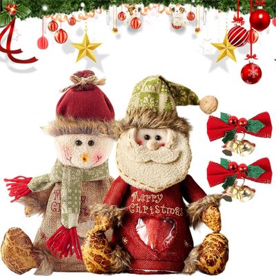 2026 New Christmas Gift Bags Zipper Design, Flax Fabric Christmas Apple Bags Zipper Reusable Santa Snowman Doll Storage Gift Bag for Chritmas Party Decor and Festival (F-2PC)