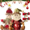 2026 New Christmas Gift Bags Zipper Design, Flax Fabric Christmas Apple Bags Zipper Reusable Santa Snowman Doll Storage Gift Bag for Chritmas Party Decor and Festival (F-2PC) view 1