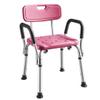 Adjustable Pink Economy Shower Chair with Arms and Back Bariatric Rated Bath Seat for Elderly or Disabled Users view 1