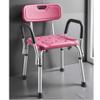 Adjustable Pink Economy Shower Chair with Arms and Back Bariatric Rated Bath Seat for Elderly or Disabled Users view 3