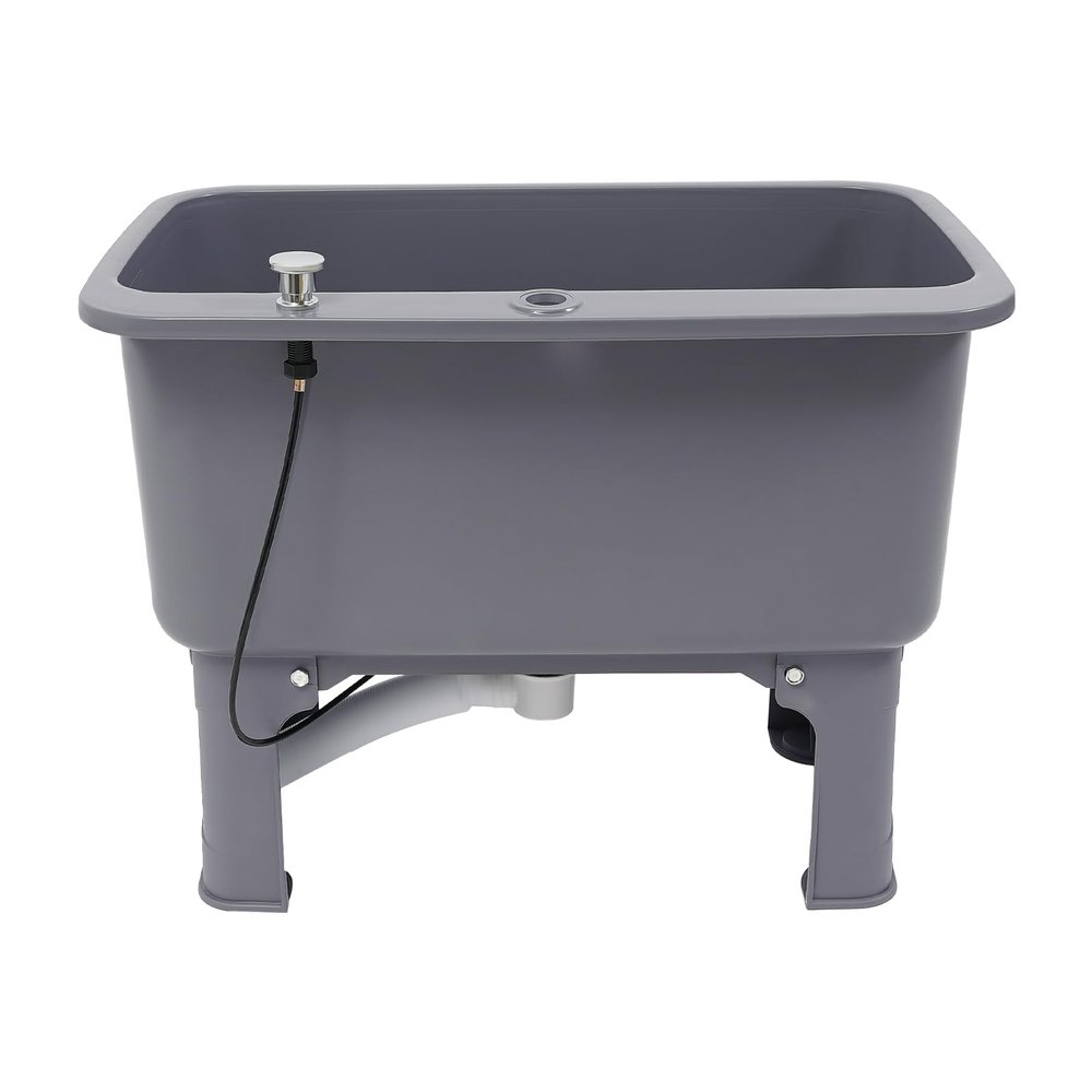 Portable Floor Mop Sink, Large Capacity Mop Bucket, Freestanding Utility Mop Sink with Drain Kit for Commercial and Residential Use Gray, 23.6215.7510.63in