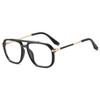 weiyuchen Double Bridge Fashion Glasses Frame For Men Tr90 Half Metal Anti Blue Light Glasses Square (black gold frame) view 1