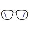 weiyuchen Double Bridge Fashion Glasses Frame For Men Tr90 Half Metal Anti Blue Light Glasses Square (black gold frame) view 2