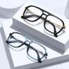 weiyuchen Double Bridge Fashion Glasses Frame For Men Tr90 Half Metal Anti Blue Light Glasses Square (black gold frame) view 3