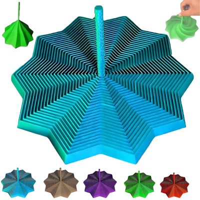 3D Printed Expanded Sensory Fidget Star with Handle - Fidgets Tool for Stress & Focus, 3-in-1 Decagram Honeycomb Fractal Design (Blue)