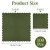 100 Pcs Cocktail Napkins, 2-Ply 5 x 5 Inches Disposable Scalloped Napkins, Thick Premium Dessert Napkins for Party, Wedding, Dinner, Birthday, Anniversary, Festival (Green) view 2