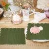 100 Pcs Cocktail Napkins, 2-Ply 5 x 5 Inches Disposable Scalloped Napkins, Thick Premium Dessert Napkins for Party, Wedding, Dinner, Birthday, Anniversary, Festival (Green) view 4