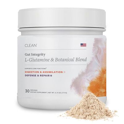 Clean Program Gut Integrity L-Glutamine Powder, 5g Per Serving with Aloe, Slippery Elm & Marshmallow Root, Gut Lining & Digestive Comfort Support, Unflavored, 30 Servings