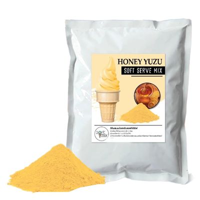 (Pack of 4 bags x 1kg) Soft Serve Ice Cream Mix Powder (Total 4 kg / 8.8 lb), Add 2.5 L Water per Bag, Makes About 3.5 kg per Bag, 5860 Cones Each, For Soft Serve Machines (Honey Yuzu)