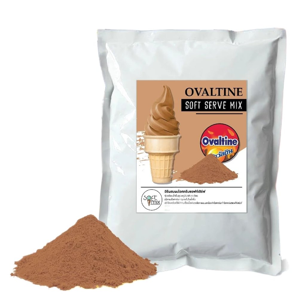 (Pack of 4 bags x 1kg) Soft Serve Ice Cream Mix Powder (Total 4 kg / 8.8 lb), Add 2.5 L Water per Bag, Makes About 3.5 kg per Bag, 5860 Cones Each, For Soft Serve Machines (Ovaltine)