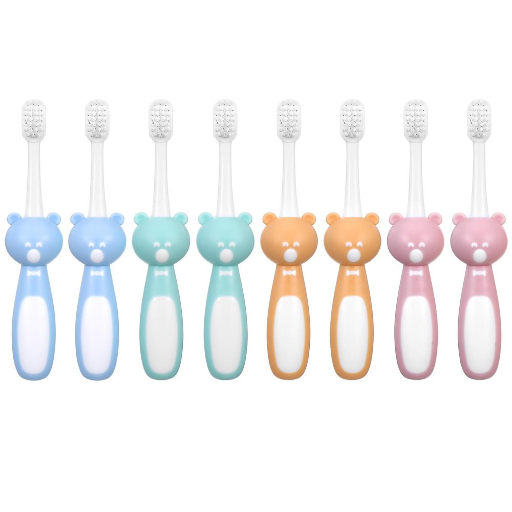 ValueBargain 8Pcs Bear Design Toothbrush Set with Travel Covers, Soft Bristles for Adults & Travel - Novelty Cartoon Style (Suitable for Ages 15 and Above)