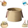 2026 New Collapsible Travel Basin - Portable Foldable Bucket with Handle - Leakproof Silicone Wash Tub for Camping, Laundry & Foot Soaks (Kahki, 6.8L) view 1