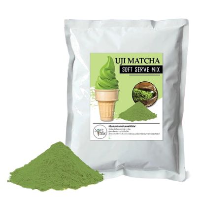(Pack of 4 bags x 1kg) Soft Serve Ice Cream Mix Powder (Total 4 kg / 8.8 lb), Add 2.5 L Water per Bag, Makes About 3.5 kg per Bag, 5860 Cones Each, For Soft Serve Machines (Uji Matcha)