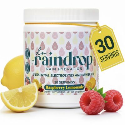 Dr Raindrop Electrolytes Powder, Raspberry Lemonade Flavor- No Added Sugar Hydration Drink Mix- Gluten Free with Potassium Citrate- Sports Hydration
