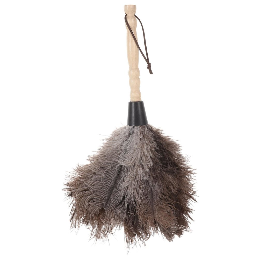 LOLIPPYY Feathered Duster with Ergonomic Wooden Handle Handheld Household Dust Cleaner for Delicate Surfaces Comfortable Grip Sweeper for Home and Car Dust Removal