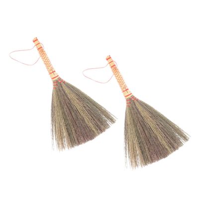 Luxshiny 2pcs Manual Desktop Broom with Handle Soft Bristles for Gentle Surface Cleaning Ergonomic Grip Handmade Sweeping Tool for Home and Office Dust Removal