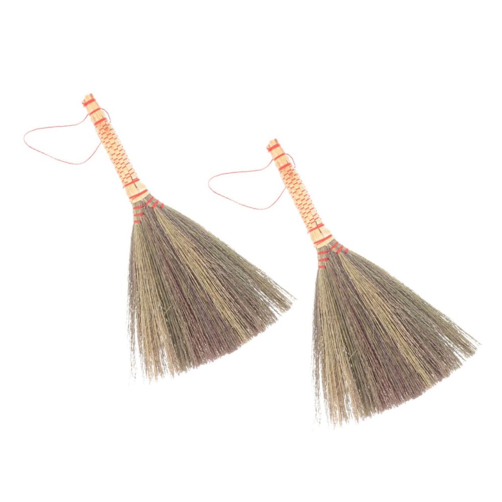 Luxshiny 2pcs Manual Desktop Broom with Handle Soft Bristles for Gentle Surface Cleaning Ergonomic Grip Handmade Sweeping Tool for Home and Office Dust Removal