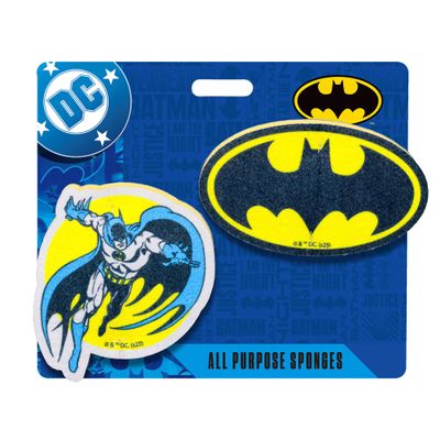 Spoontiques Batman Premium Sponge Set - 2-Pack Multi-Purpose Cleaning Sponges - Dual-Sided Non-Scratch Scrub & Absorbent Wipe - Durable, Reusable, Odor-Resistant for Daily Use