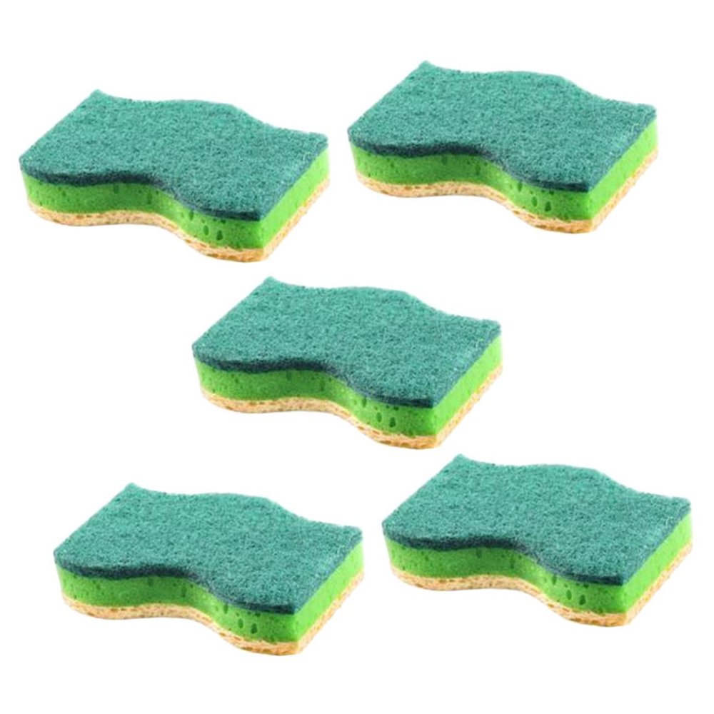 Mikinona 5Pcs Wood Pulp Dish Sponges Double Sided Kitchen Cleaning Sponge for Washing Dishes Non Oil Stain Resistant Quick Dry Tableware Scrub Cloths