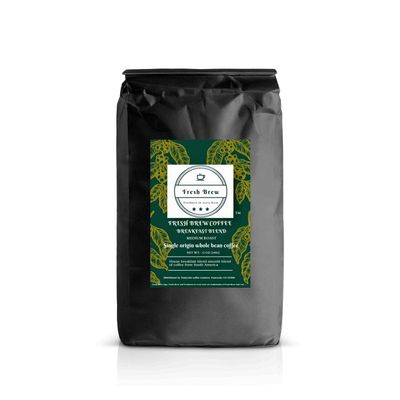 Fresh Brew Cafe Breakfast Blend 12oz Whole Bean, Medium Roast, Ground Coffee, Breakfast Blend, South American Coffee