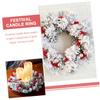 ETHZZLE Artificial Berry Candle Wreath Garland Christmas Centerpiece Decor with Realistic Red Berries and Green Leaves Mini Festive Candle Ring for Holiday Table and Home Decoration view 2