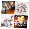 ETHZZLE Artificial Berry Candle Wreath Garland Christmas Centerpiece Decor with Realistic Red Berries and Green Leaves Mini Festive Candle Ring for Holiday Table and Home Decoration view 3