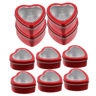 NUOBESTY 10pcs Heart Shaped Candy Boxes Red Portable Wedding Party Favors Packaging Container for Cookies Chocolates Valentines Day Gift Boxes