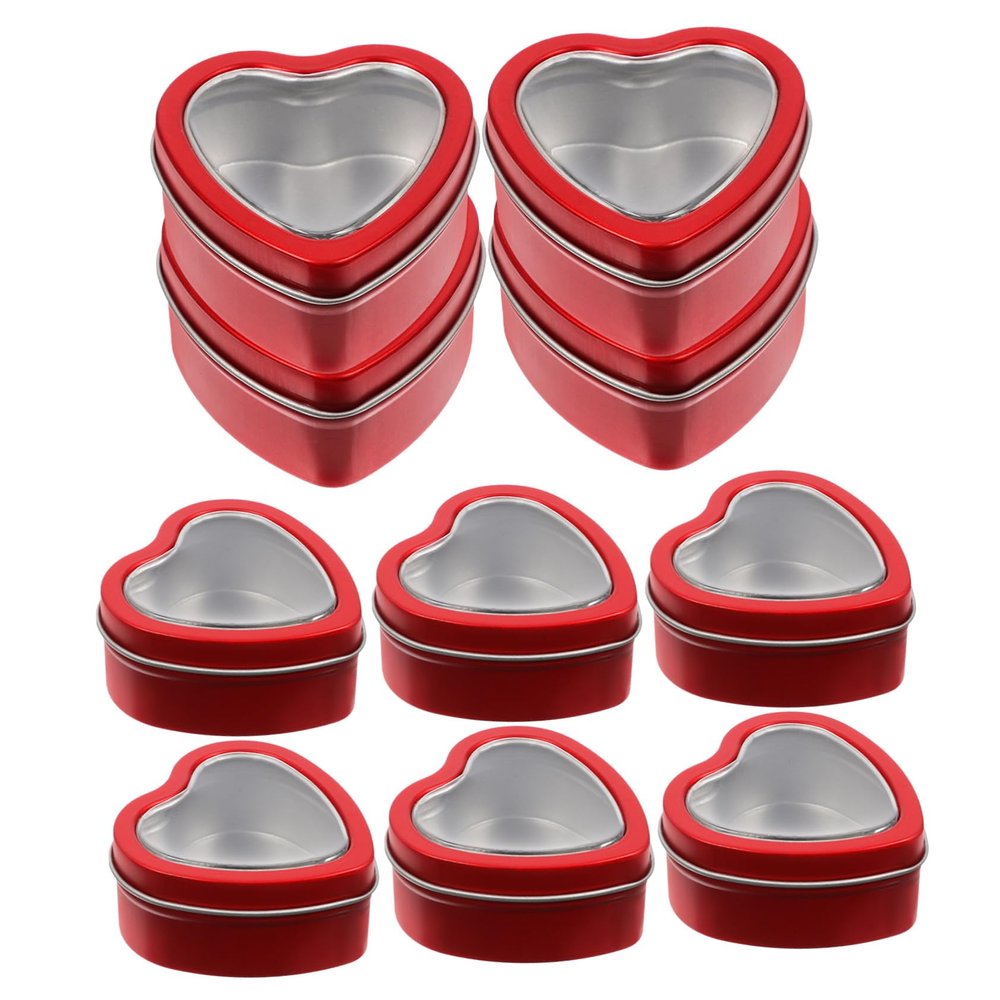 NUOBESTY 10pcs Heart Shaped Candy Boxes Red Portable Wedding Party Favors Packaging Container for Cookies Chocolates Valentines Day Gift Boxes