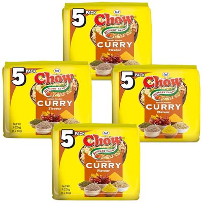 Instant 2 Minute Chow Noodles - CURRY Flavor with Seasonings (4 x 5 Packs x 85g) Mild Spicy So Delicious Meal, Spice up your day! Spice up your Life!