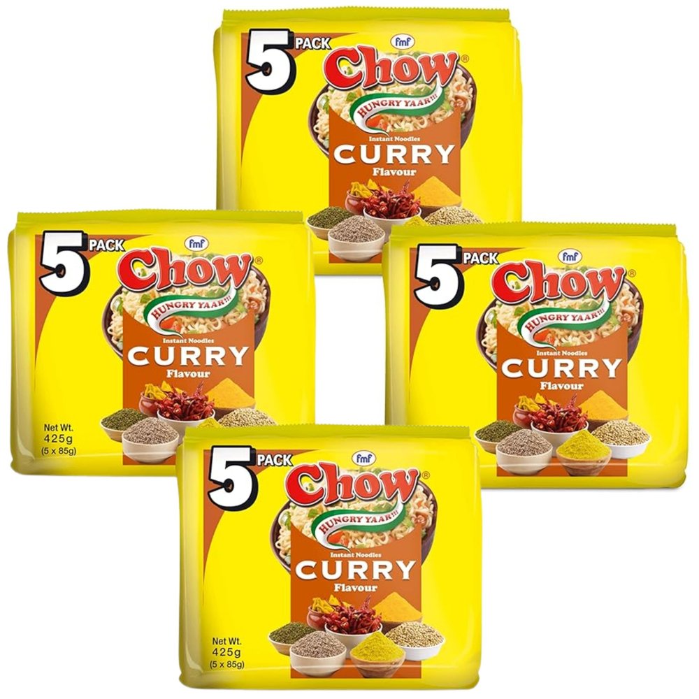 Instant 2 Minute Chow Noodles - CURRY Flavor with Seasonings (4 x 5 Packs x 85g) Mild Spicy So Delicious Meal, Spice up your day! Spice up your Life!