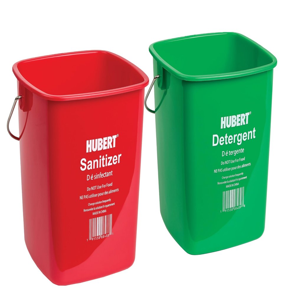 HUBERT2-Pack: 3-Quart Sanitizing & Cleaning Buckets Red & Green, Polyethylene, Commercial Grade