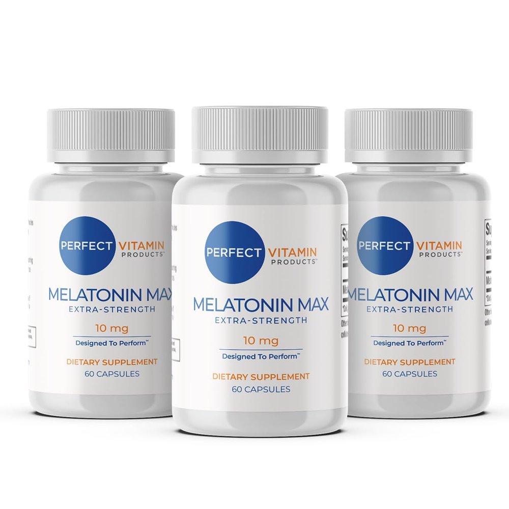 10mg Extra Strength Melatonin MAX High Dosage Melatonin Supports Healthy Sleep Cycle and Jet Lag Adjustment 100% Drug-Free, Vegan, Non-GMO, Gluten-Free (60 Capsules) (60 Capsule (Pack of 3))