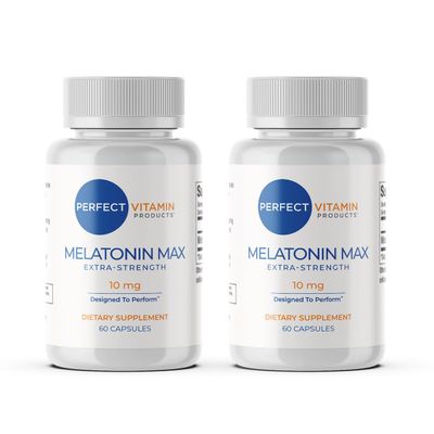 10mg Extra Strength Melatonin MAX High Dosage Melatonin Supports Healthy Sleep Cycle and Jet Lag Adjustment 100% Drug-Free, Vegan, Non-GMO, Gluten-Free (60 Capsules) (60 Capsule (Pack of 2))