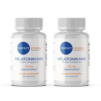 30mg Extra Strength Melatonin MAX High Dosage Melatonin Sleep AId - Supports Healthy Rest Cycle and Jet Lag Adjustment 100% Drug-Free, Vegan, Non-GMO, Gluten-Free (2-Pack)
