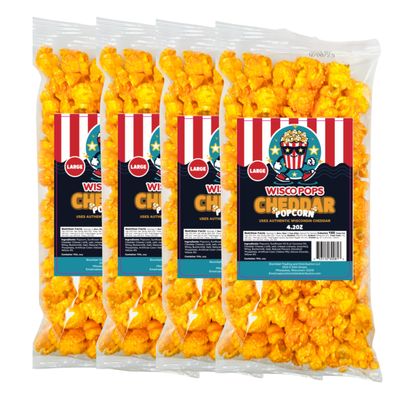 Cheddar Popcorn by Wisco Pops, Large Mix, 4.2 oz, 4-Pack