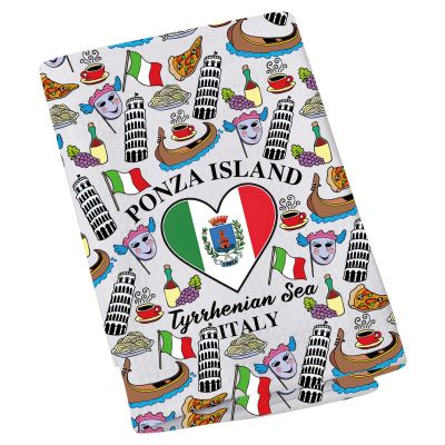 LEVLO Ponza Island Tea Coffee Towel Tyrrhenian Sea Souvenir Kitchen Towel Italy Travel Gift for Women (Ponza Island-T)