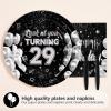 Greencian 96 Pcs 29th Birthday Decorations for Men Women Black White 29th Birthday Party Plates Disposable Look at You Turning 29 Paper Tableware Set for Happy 29 Year Old Party Supplies Serves 24 view 3