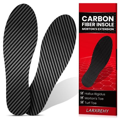 1 Pair Carbon Fiber Insole for Men & Women: 1.2mm Thick Rigid Shoe Insert Support Turf Toe, Foot Fractures, Hallux Rigidus & Limitus for Sports, Hiking, Trekking - Alternative to Post Op Shoe, 265mm