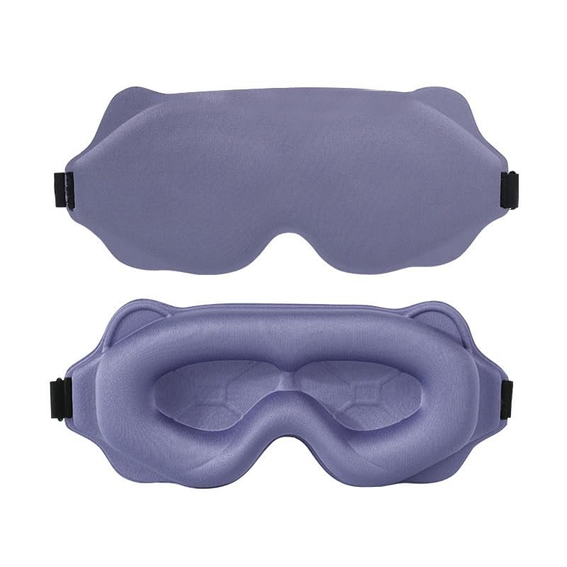 3D Sleep Mask, Adjustable Blackout Eye Mask with No Pressure Design, Pink, for Travel and Napping (Purple)