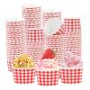 120Pcs Red Gingham Ice Cream Cups 12oz Disposable Red and White Gingham Paper Dessert Snack Bowls Red Checkered Plaid Buffalo Paper Cups for Summer Pizza BBQ Picnic Baby Shower Birthday Party Supplies view 1