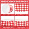 120Pcs Red Gingham Ice Cream Cups 12oz Disposable Red and White Gingham Paper Dessert Snack Bowls Red Checkered Plaid Buffalo Paper Cups for Summer Pizza BBQ Picnic Baby Shower Birthday Party Supplies view 3