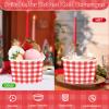 120Pcs Red Gingham Ice Cream Cups 12oz Disposable Red and White Gingham Paper Dessert Snack Bowls Red Checkered Plaid Buffalo Paper Cups for Summer Pizza BBQ Picnic Baby Shower Birthday Party Supplies view 4