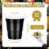 Pineburg 100 Pack 2oz Black Gold Plastic Shot Glasses - Graduation Party Cups, Elegant Spring Celebration Disposable Cups for Easter, Graduation Ceremonies view 2