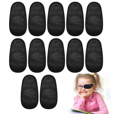 12pcs Eye Patches,Reusable Non-Woven Fabric Eye Patches for Adults and Kids (Medium Size Black)