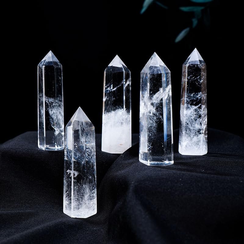10Pcs 2.75-3.15in Clear Quartz Crystal Points - Hexagonal Prism Healing Stones for Home Decor, Meditation & Energy Enhancement