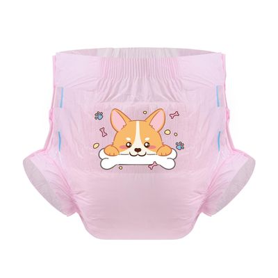 CutiePlusU Adult Diapers Sample 3 Pieces Adult Brief Diaper Incontinence Underwear Pink Lovely Corgi (Medium 28"-38")