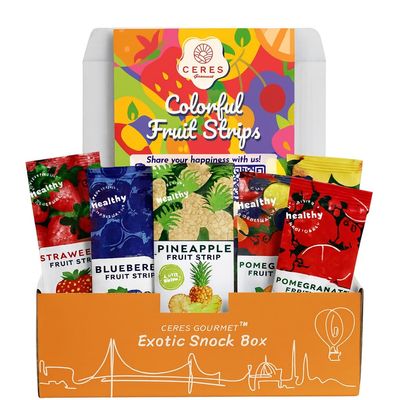 Ceres Gourmet Fruit Leather Variety Pack, 48 Pcs Real Fruit Bars for Adults and Kids, Vegan Gluten-Free No Added Sugar Snacks, Pineapple, Strawberry, Blueberry, Mango, Pomegranate, and Berry Mix