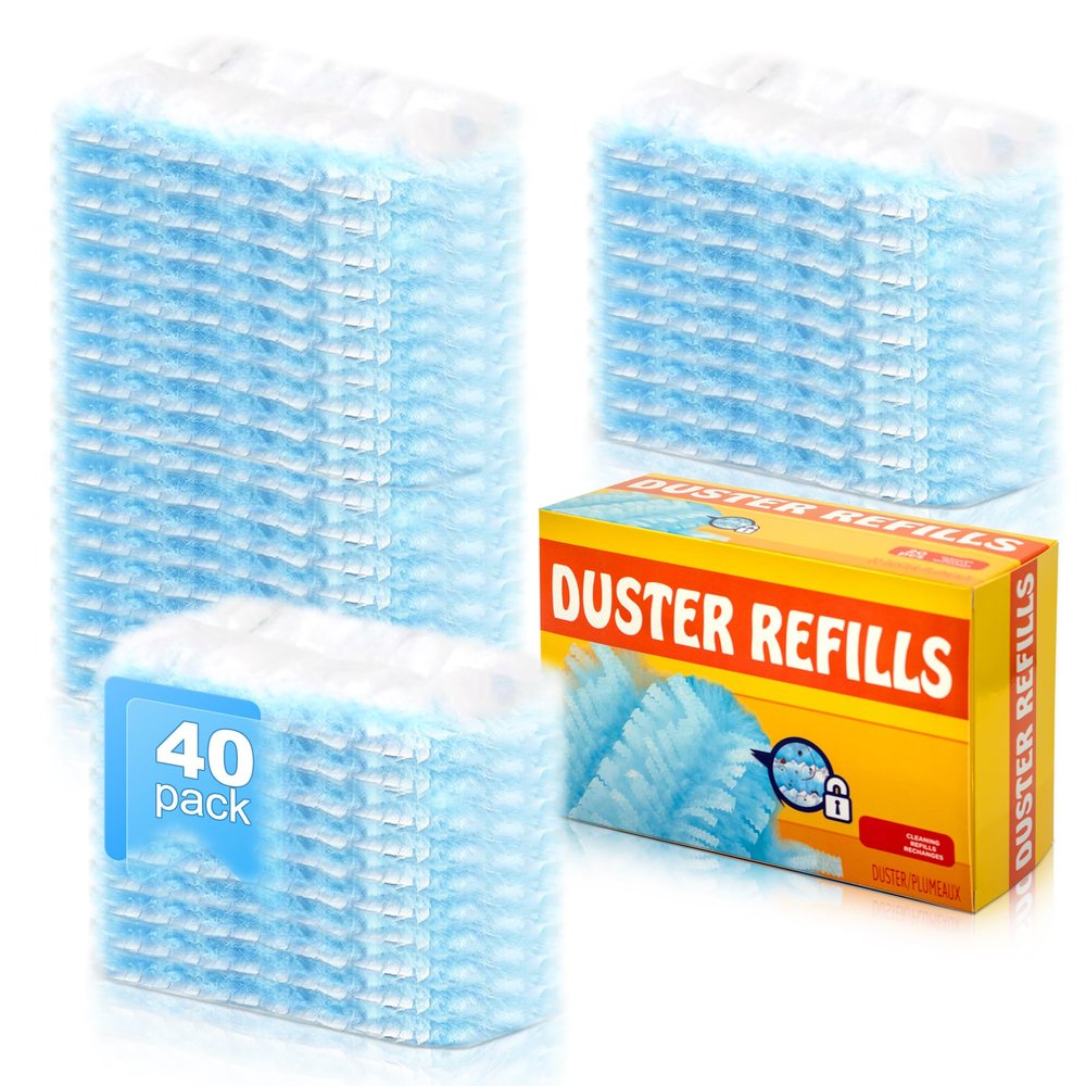 40-Piece Duster Refills,Static Dust Removal Brush Disposable Replacement Head Compatible with Swiffer Duster Refills Multi-Surface Dusters for Cleaning Furniture, Blinds, Electronics & Corners