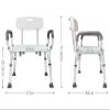Shower Stools and Commode Toilet Chair for Elderly Two in One,Aluminum Medical Shower Seat,Ergonomic Shape,6-Level Height Adjustable,with Non-Slip Armrests and Rubber Feet view 2